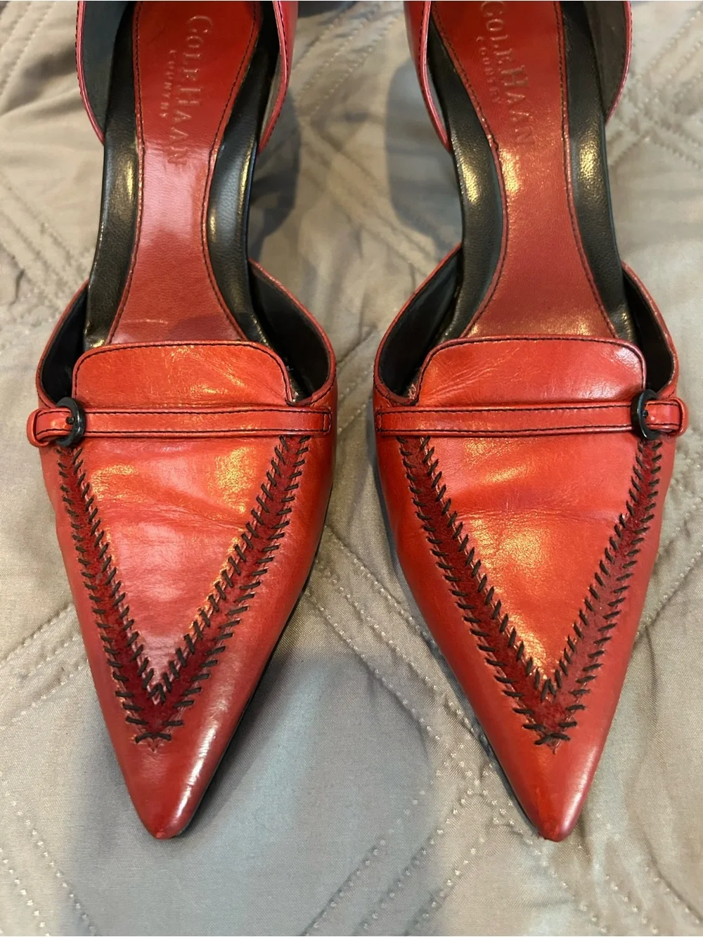 Cole Haan Red Pointed-Toe D'Orsay Pump with Loafer Strap